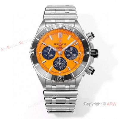 Superclone Breitling Super Chronomat Ceramic Bezel Yelllow Dial Watch in B01 Movement